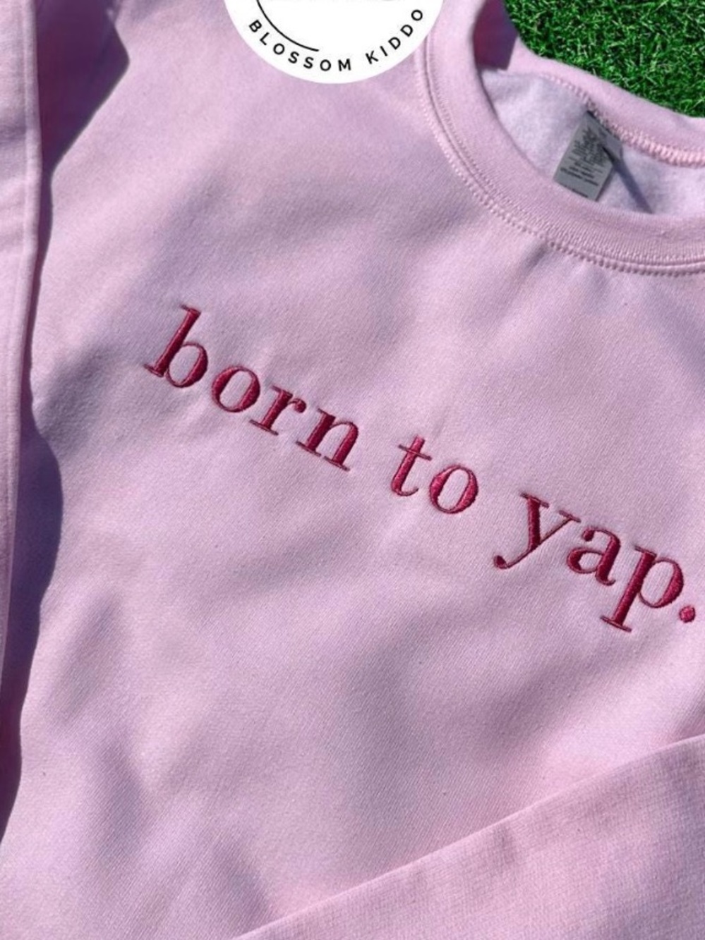 Gildan (M) Born to Yap Sweatshirt Pink + Purple